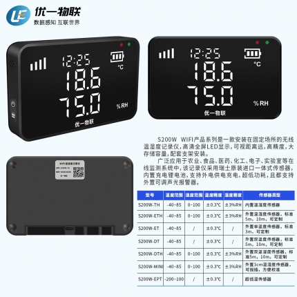 S200W-TH WIFI無線內置溫濕度記錄儀